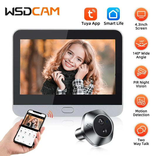 Wifi Smart Video Peephole Mini Camera Two Way Talk Audio Doorbell Tuya PIR Motion Detection APP Remote View