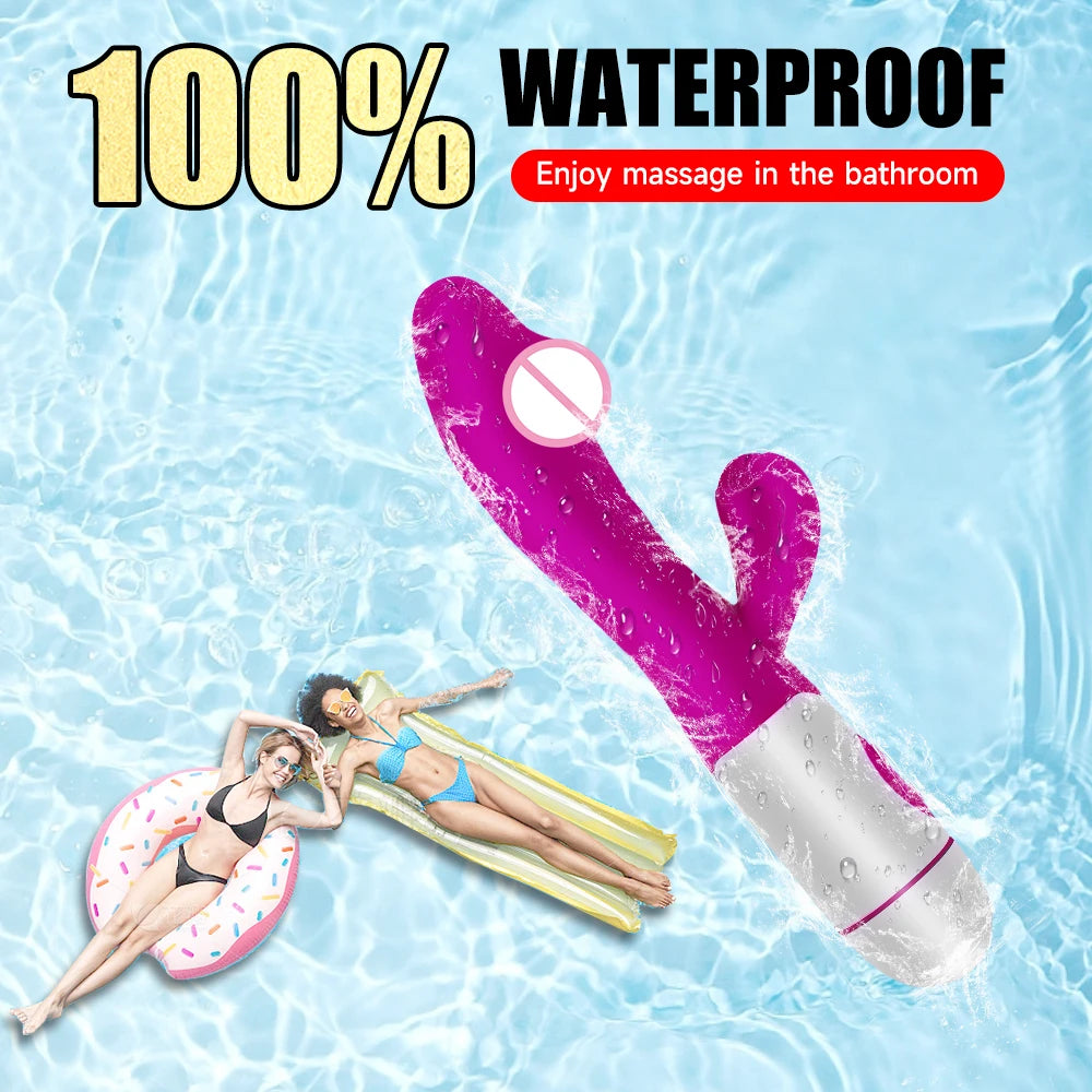 Rabbit Dildo Vibrator Dual Vibration Women's G-Spot Vaginal Clitoral Stimulation Massager for Adult Female Masturbation Sex Toy