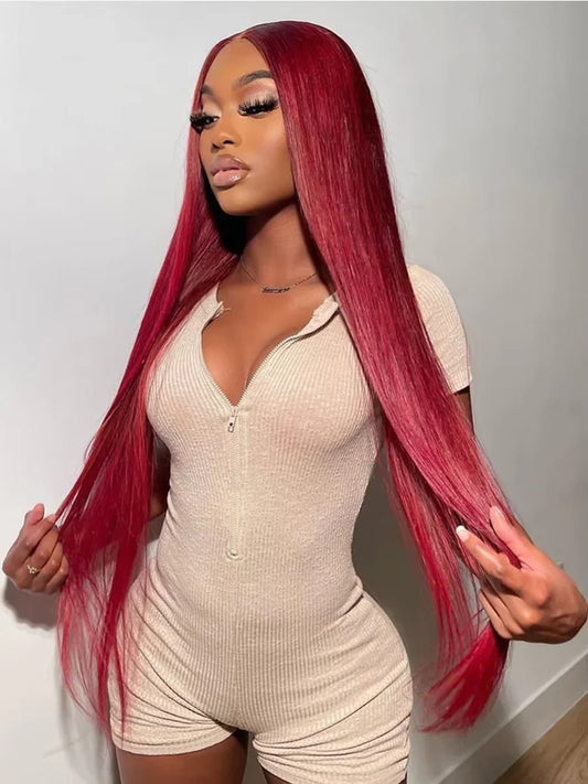 250 Density 30 32 34 inch 99J Burgundy 13x4 Lace Front Wig For Women Brazilian Glueless HD Lace Frontal Human Hair Wigs Prepluck