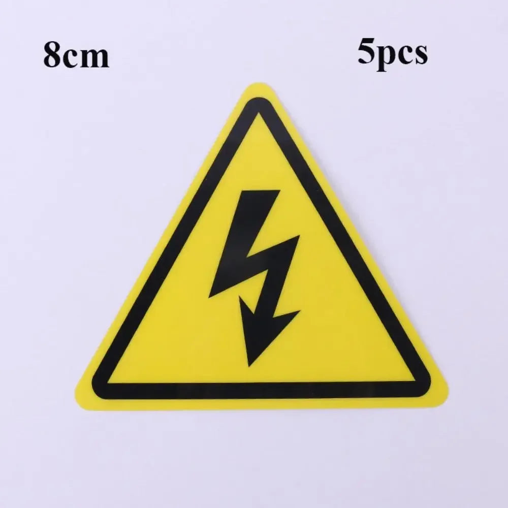 5Pcs PVC Warning Sticker Electrical Shock Hazard Adhesive Labels 3.6/5/8/10/15cm Yellow Danger Electric Box Notice Decal