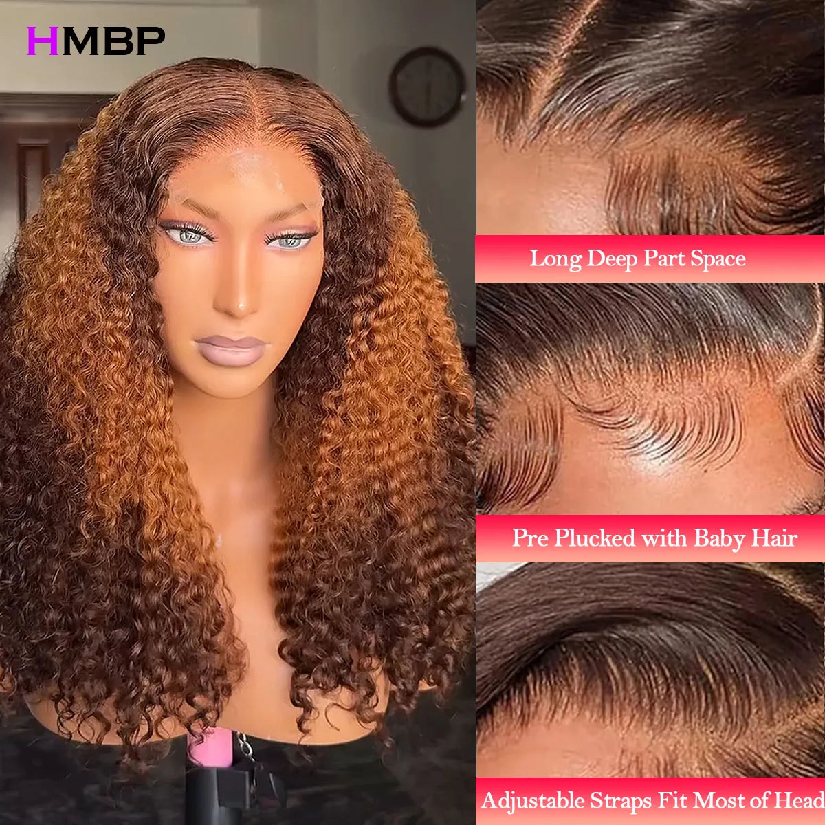 Highlight Glueless Wigs Human Hair Kinky Curly 450 Density Ombre 13x6 Lace Frontal Wig Human Hair Wear Go Preplucked Curly Wigs
