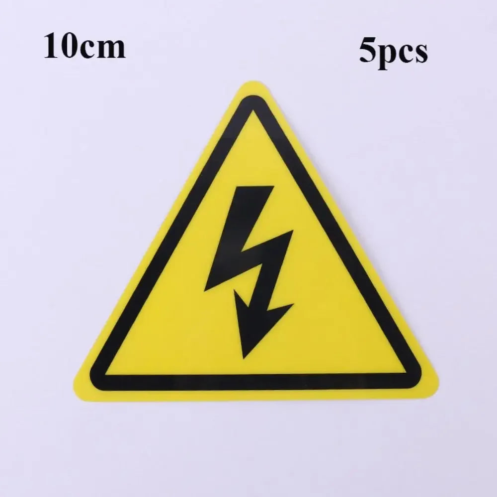 5Pcs PVC Warning Sticker Electrical Shock Hazard Adhesive Labels 3.6/5/8/10/15cm Yellow Danger Electric Box Notice Decal
