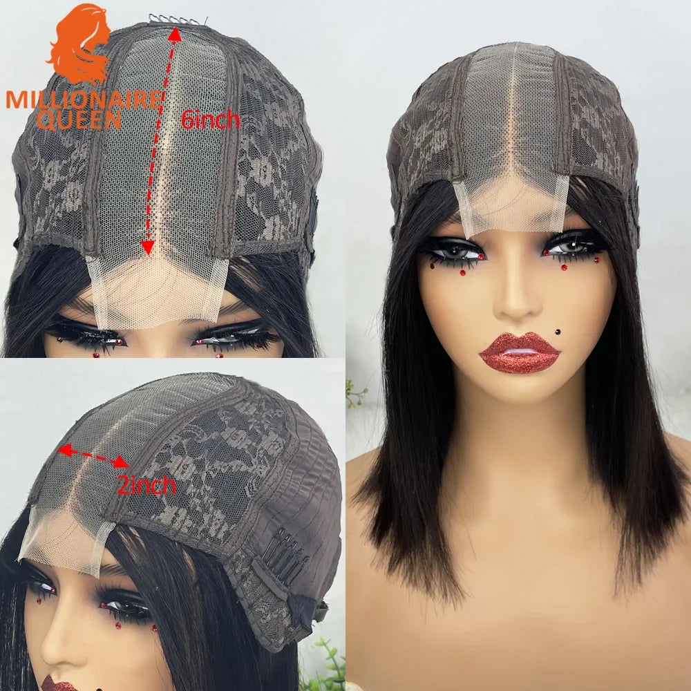 Highlight P4/30 Brown Vietname Bone Straight Bob Wig Super Double Drawn Human Hair 2x6 Glueless Lace Closure Wig For Black Women