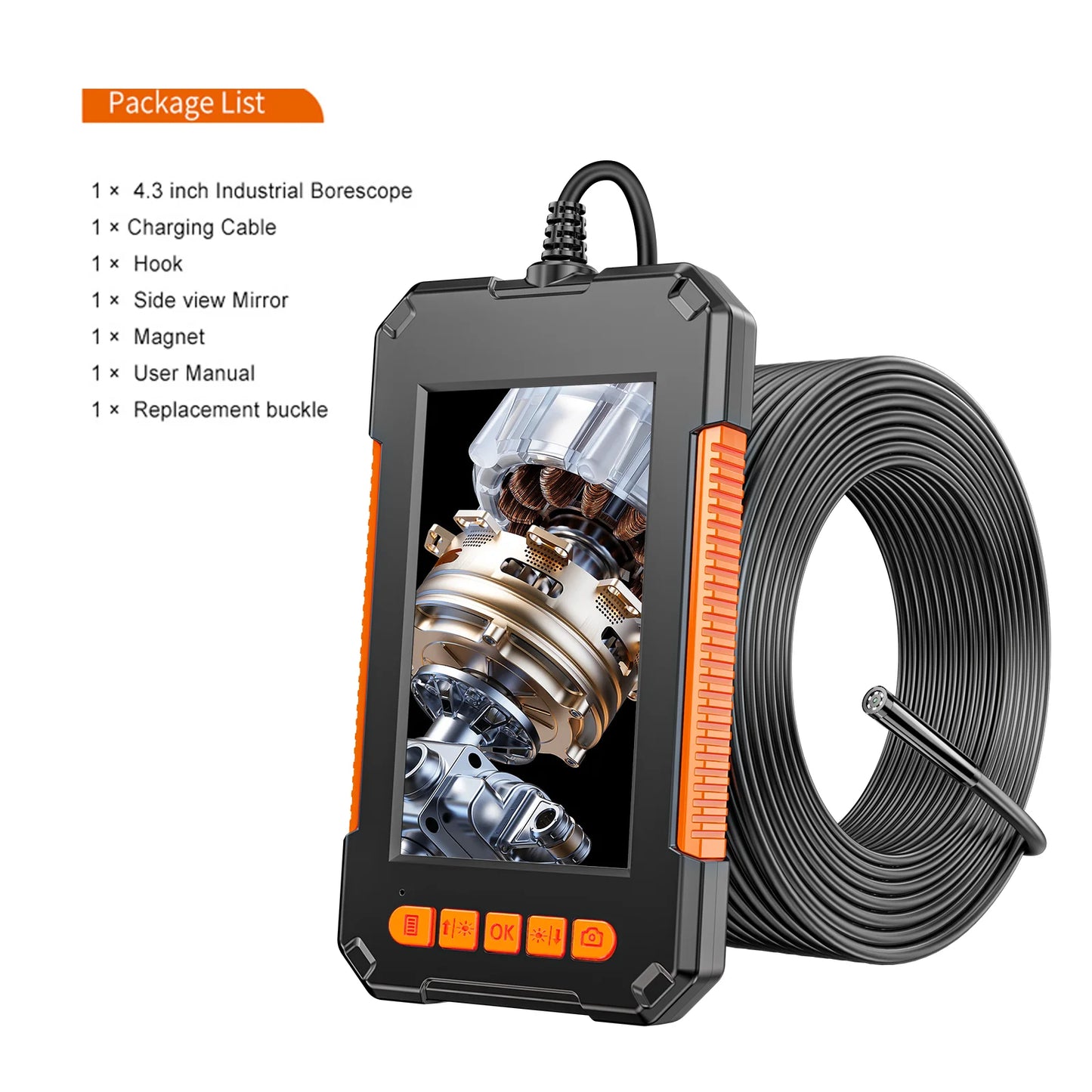 P40 Single Dual Lens Industrial Endoscope 4.3 "IPS 1080P Pipe Inspection Camera for Car Repair Support Photo Snap Video Record