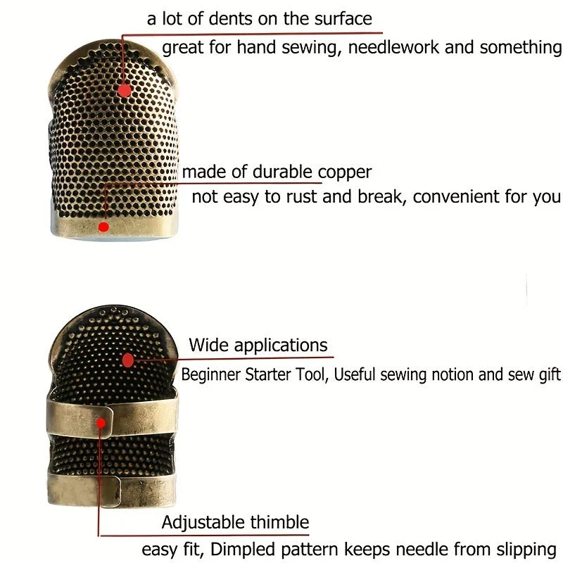 Adjustable Vintage Sewing Thimble, Handmade Non-slip Embroidery against Ring, Vintage Needle Presser Needle Hoop Finger Holder