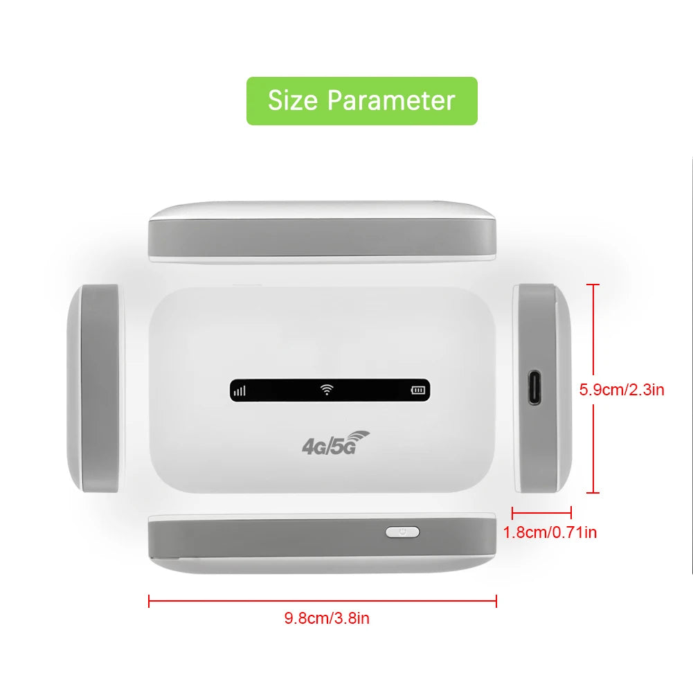 4G LTE Portable WiFi Hotspot 3000mAh 150Mbps Wireless Internet Router with SIM Card Slot Pocket Mobile Hotspot for Car Travel