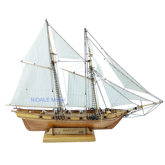 New Version Scale 1/96 Classics Ancient Ship Model Building Kits Harvey 1847 Wooden Sailboat DIY Home Decorations