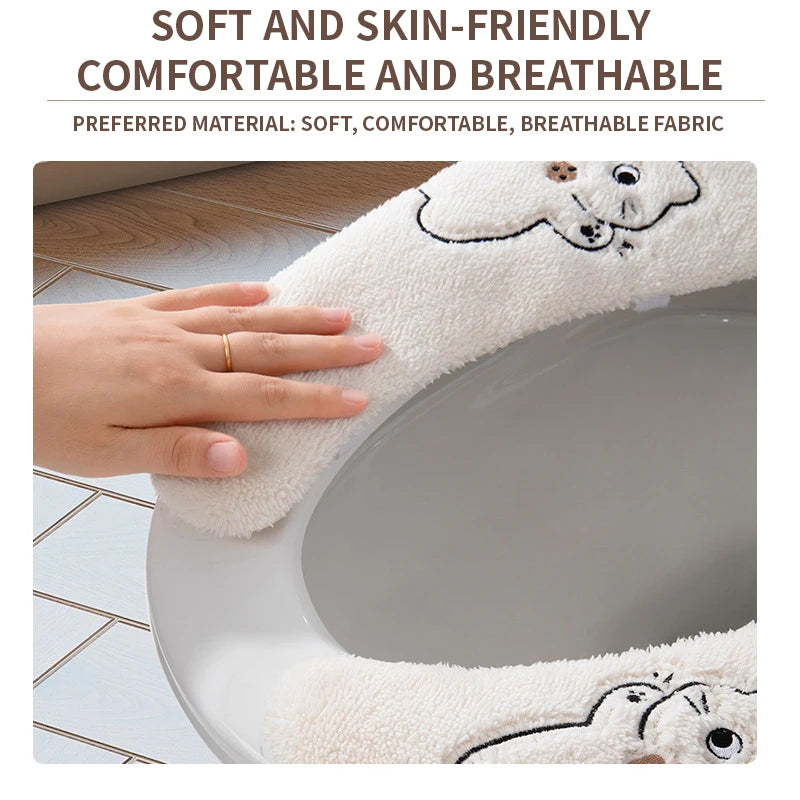 Winter Thickened Plush Toilet Seat Pad Household Universal Style Adhesive Fixed Warm Toilet Seat Cover