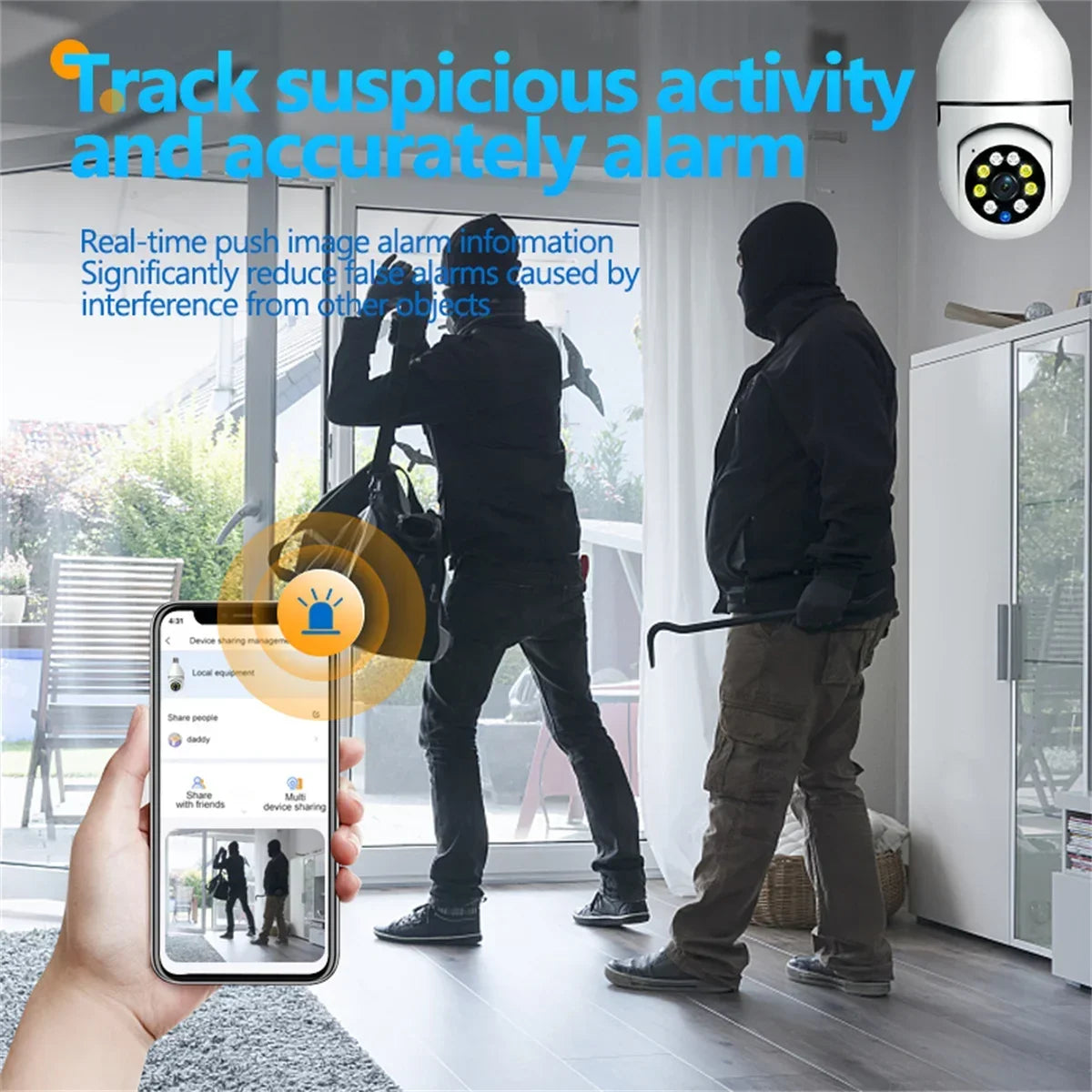 E27 Bulb 8MP Wireless Wifi Surveillance Camera Full Color Video Night Vision HD Automatic Human Tracking CCTV Security IP Camera