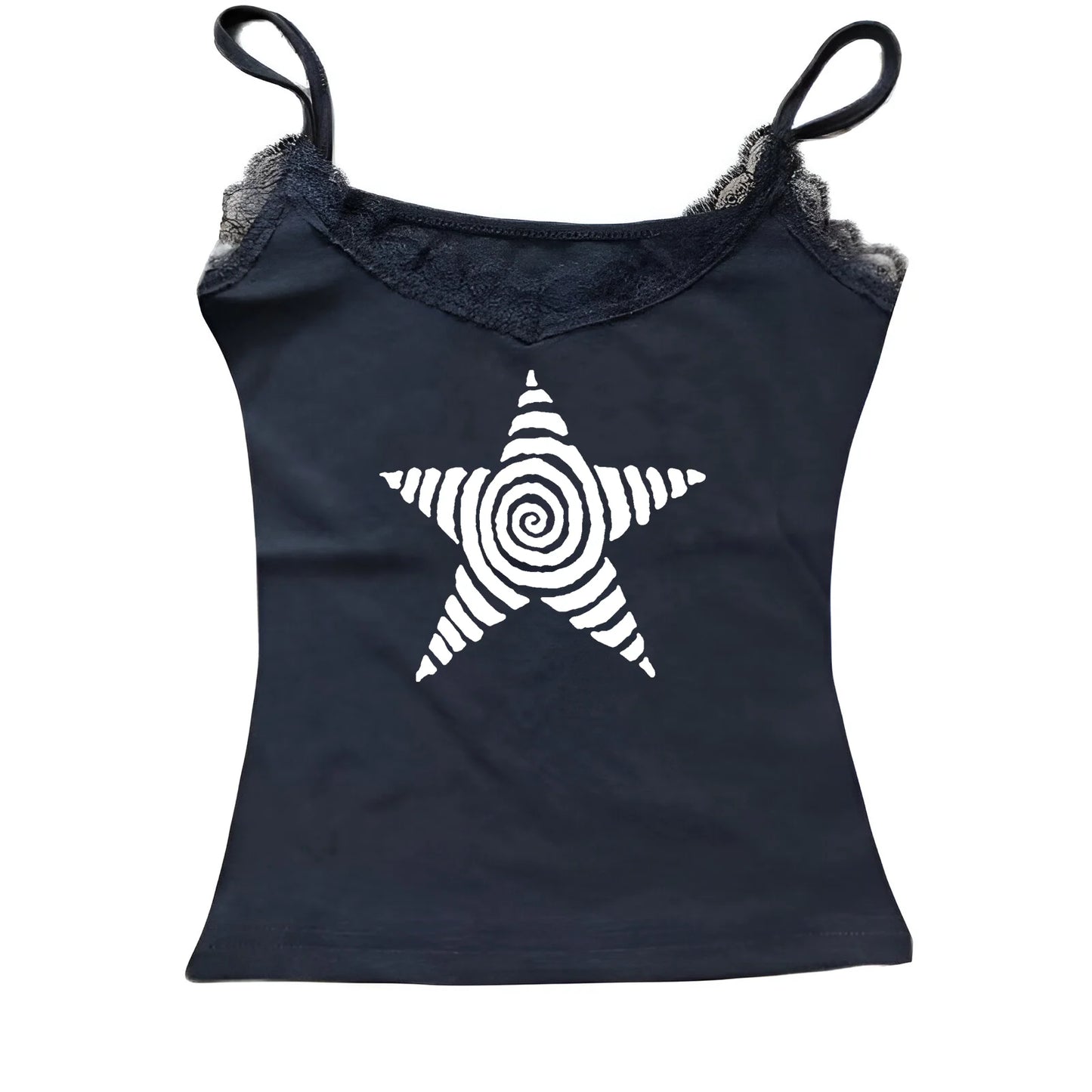 Women's Harajuku  Summer Casual T-Shirt Y2K Retro Streetwear Halter Neck Print Fake Two-Piece Set Fashionable Street Style