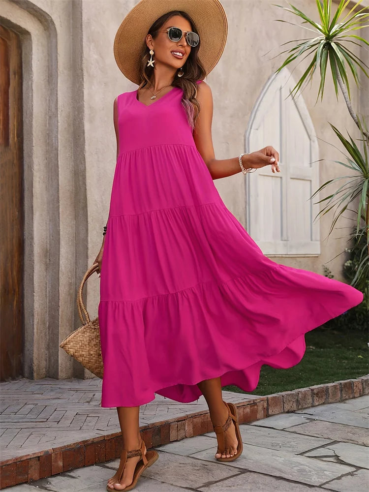 Women Dress Summer Casual Brand Dresses Elegant Yellow Black Dress Femme