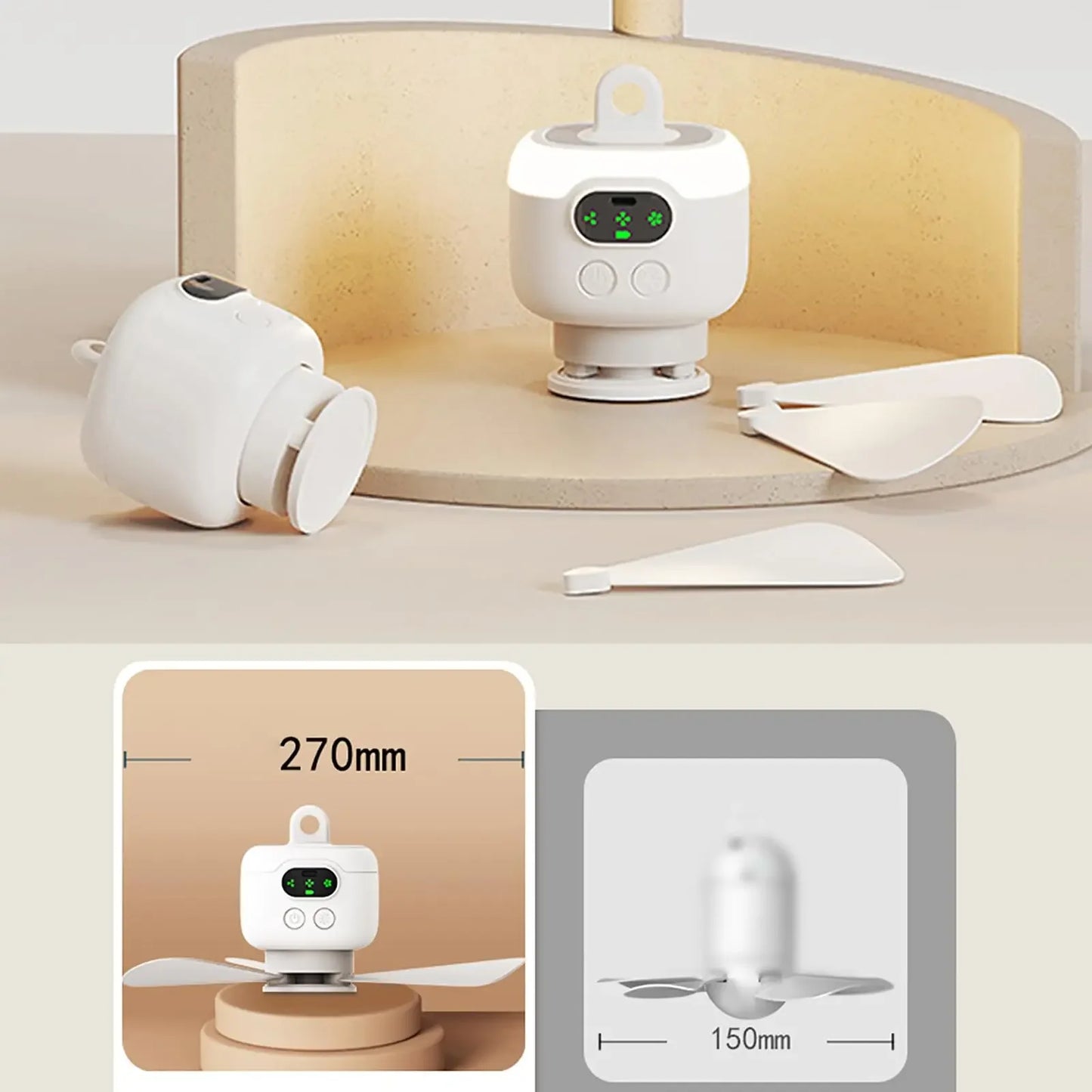 Portable ceiling fan 8000mAh outdoor camping fan tent ventilation cooler rechargeable electric fan foldable fan blades
