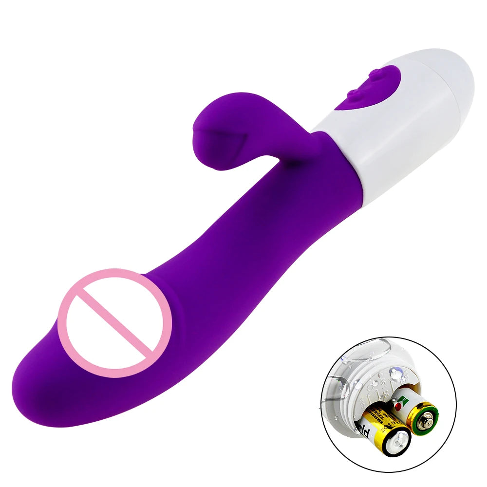 Rabbit Dildo Vibrator Dual Vibration Women's G-Spot Vaginal Clitoral Stimulation Massager for Adult Female Masturbation Sex Toy