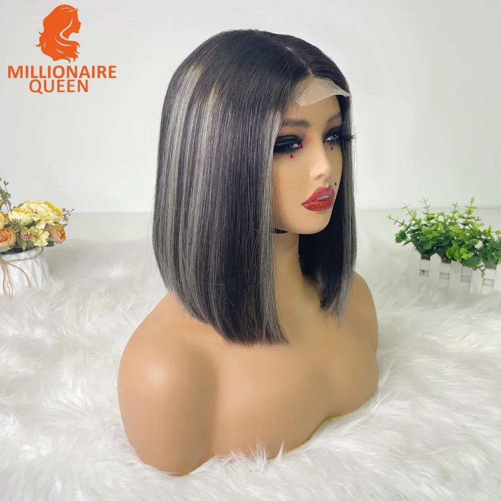Highlight P4/30 Brown Vietname Bone Straight Bob Wig Super Double Drawn Human Hair 2x6 Glueless Lace Closure Wig For Black Women