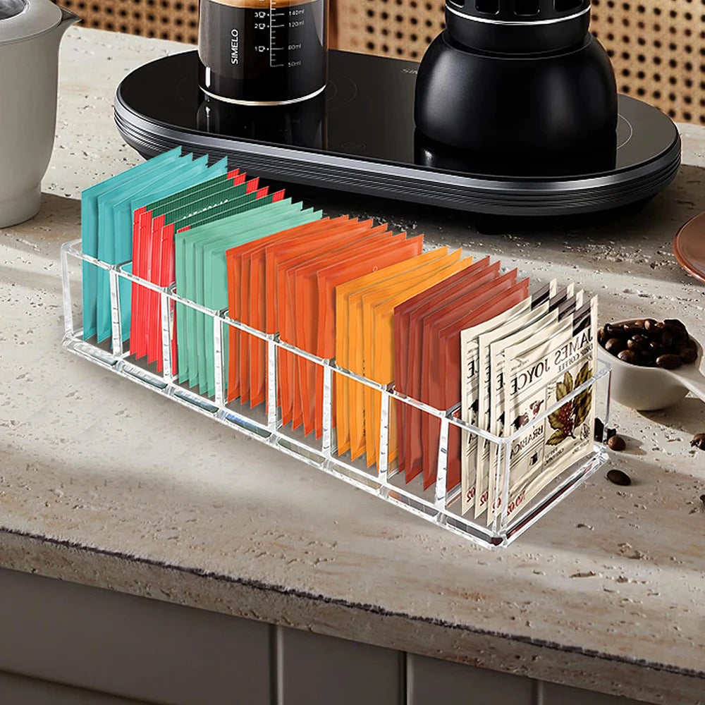 Tea Bag Storage Box Kitchen Storage Drawer Basket Cabinet Countertop Storage Box Coffee Tea Sugar Storage Supplies