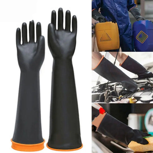 Heavy Duty Chemical Resistant Gloves 18''22'' Long Reusable Resist Strong Acid and Alkali Latex Gauntlets