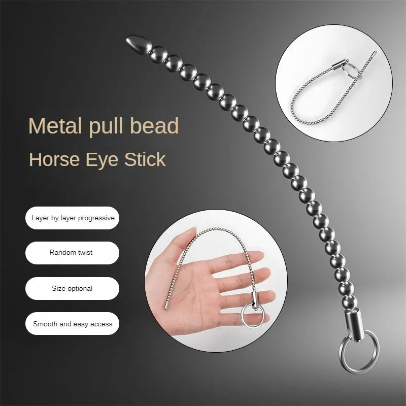 Stainless Steel Urethral Sound Dilators Penis Plug Insert Stimulation Catheter Beads Male Masturbator Horse Eye Sticks BDSM