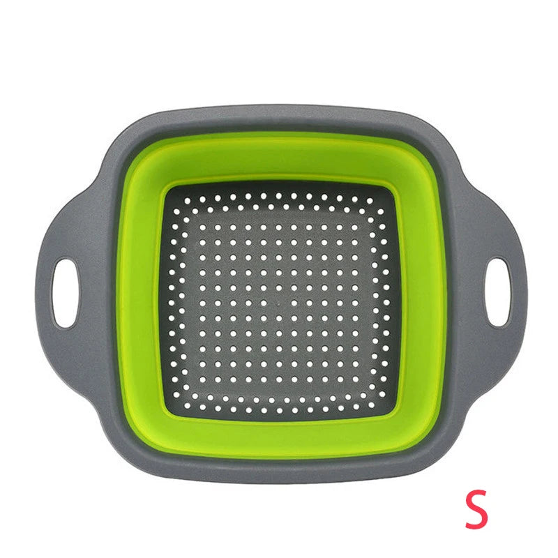 LMETJMA Square Collapsible Colander Silicone Kitchen Foldable Colander  Food Vegetable Fruit Strainers Drainer JT39