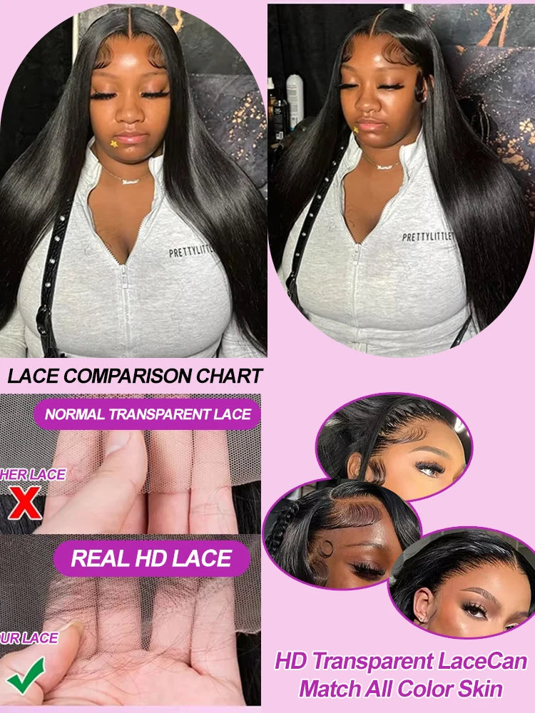 40 46 Inch Bone Straight Lace Front Wig 13x4 13x6 HD Lace Frontal Human Hair Brazilian 7x5 Hd Glueless Wigs Human Hair For Women