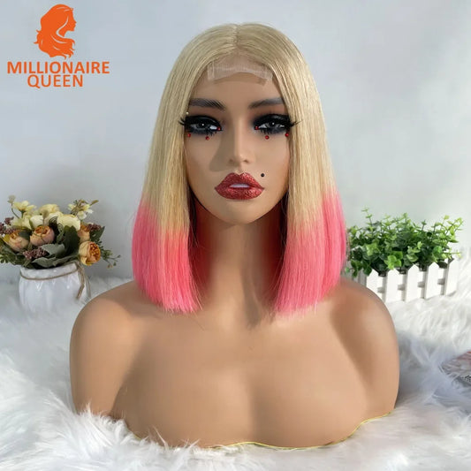 Highlight P4/30 Brown Vietname Bone Straight Bob Wig Super Double Drawn Human Hair 2x6 Glueless Lace Closure Wig For Black Women