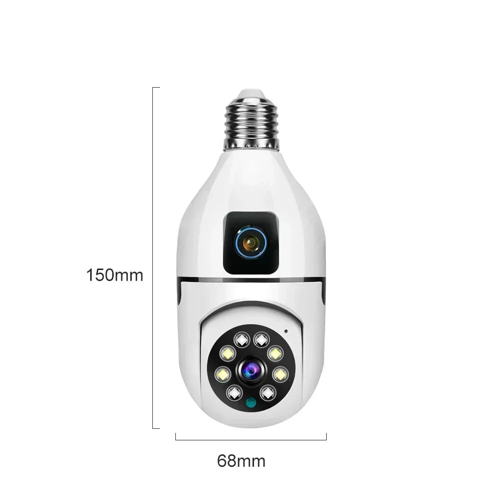 4K 8MP E27 Bulb WIFI Camera Dual Lens Color Night Vision Human Tracking Wireless Two-way Audio Cameras Indoor Surveillance Cam