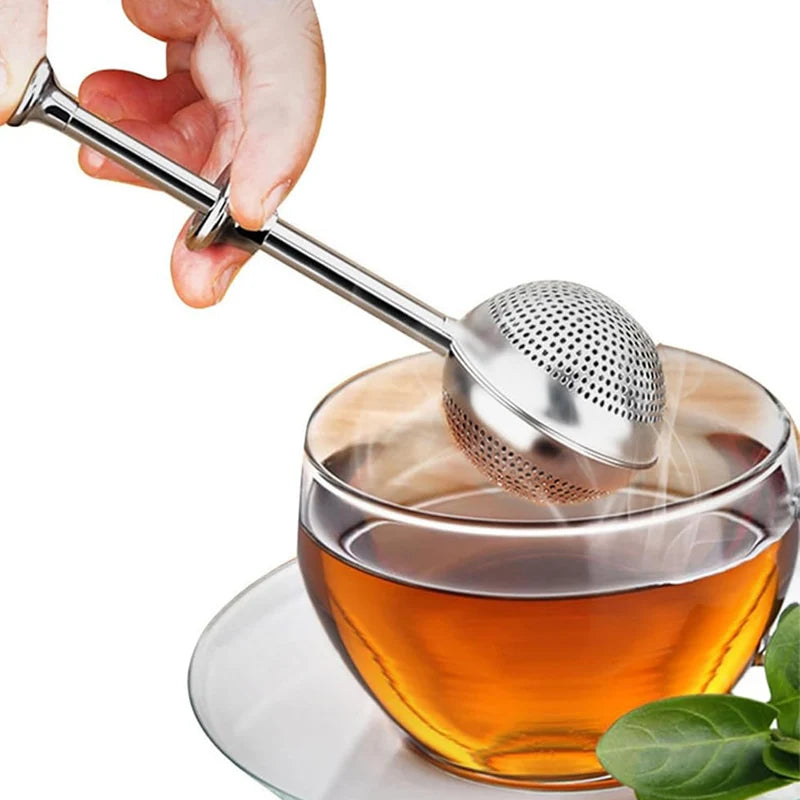 Stainless Steel Tea Strainer Ball, Spice Sugar Shaker for Baking, Reusable Spice, Tea Infuser Filter with Adjustable Handle