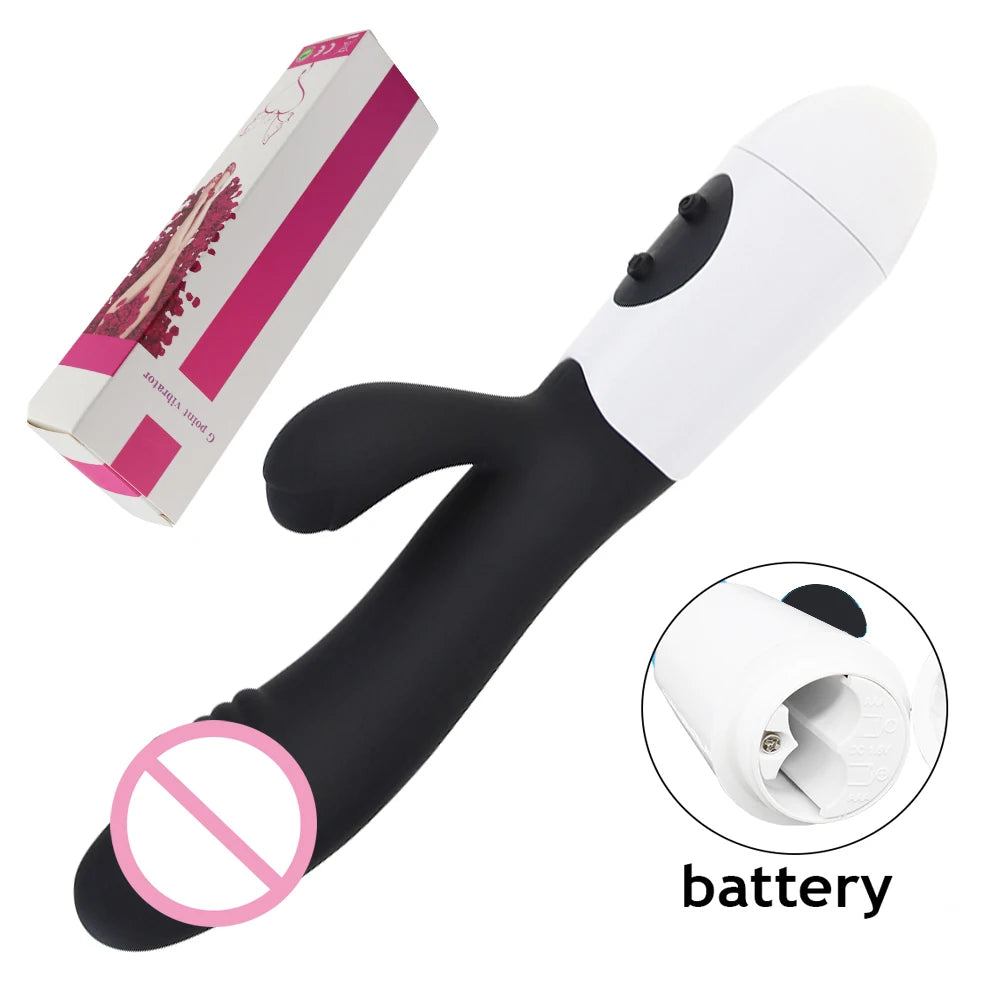Rabbit Dildo Vibrator Dual Vibration Women's G-Spot Vaginal Clitoral Stimulation Massager for Adult Female Masturbation Sex Toy