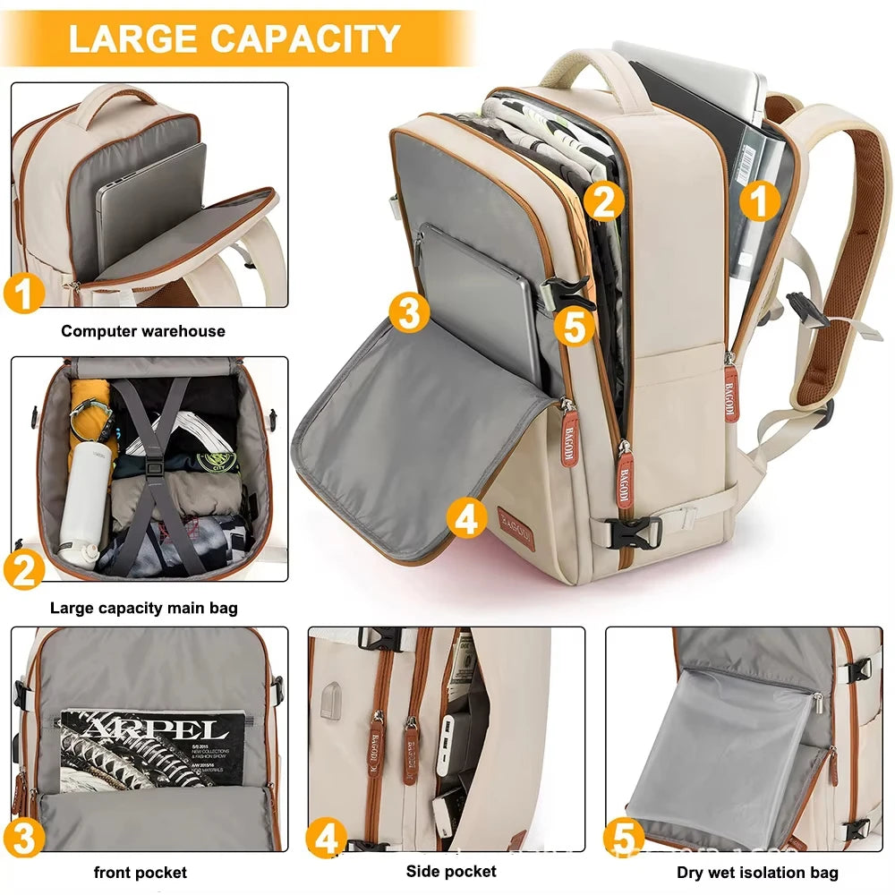 Buylor Travel Backpack Airplane Backpack 45x20x30 for Women/Men Easyjet Cabin Bags Laptop Backpack Casual Daypack for Weekender