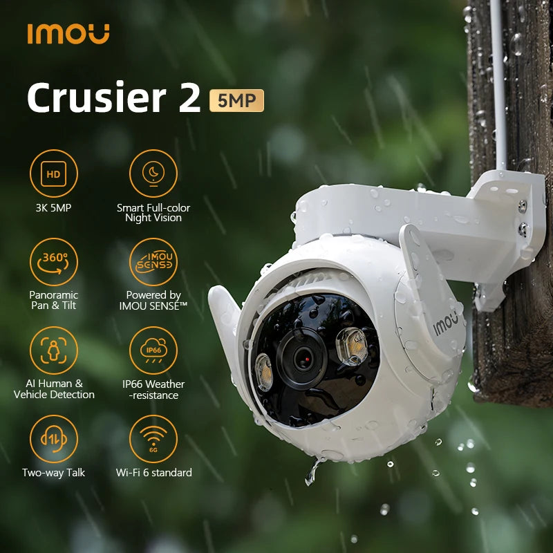 IMOU Cruiser 2 3/5MP Outdoor PTZ WiFi Camera IP66 Weatherproof Camera Two Way Talk Colorful Night Vision Human Vehicle Detection