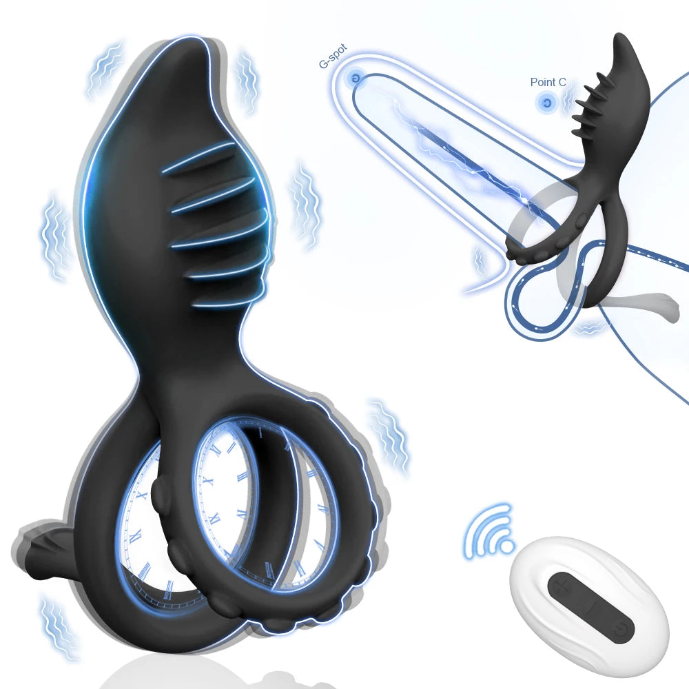 Cock Ring Lasting Ejaculation Delay Vibrating Ring Semen Lock Ring Stimulator Massager Cock Ring Couple Gay Penis Ring Adult Toy
