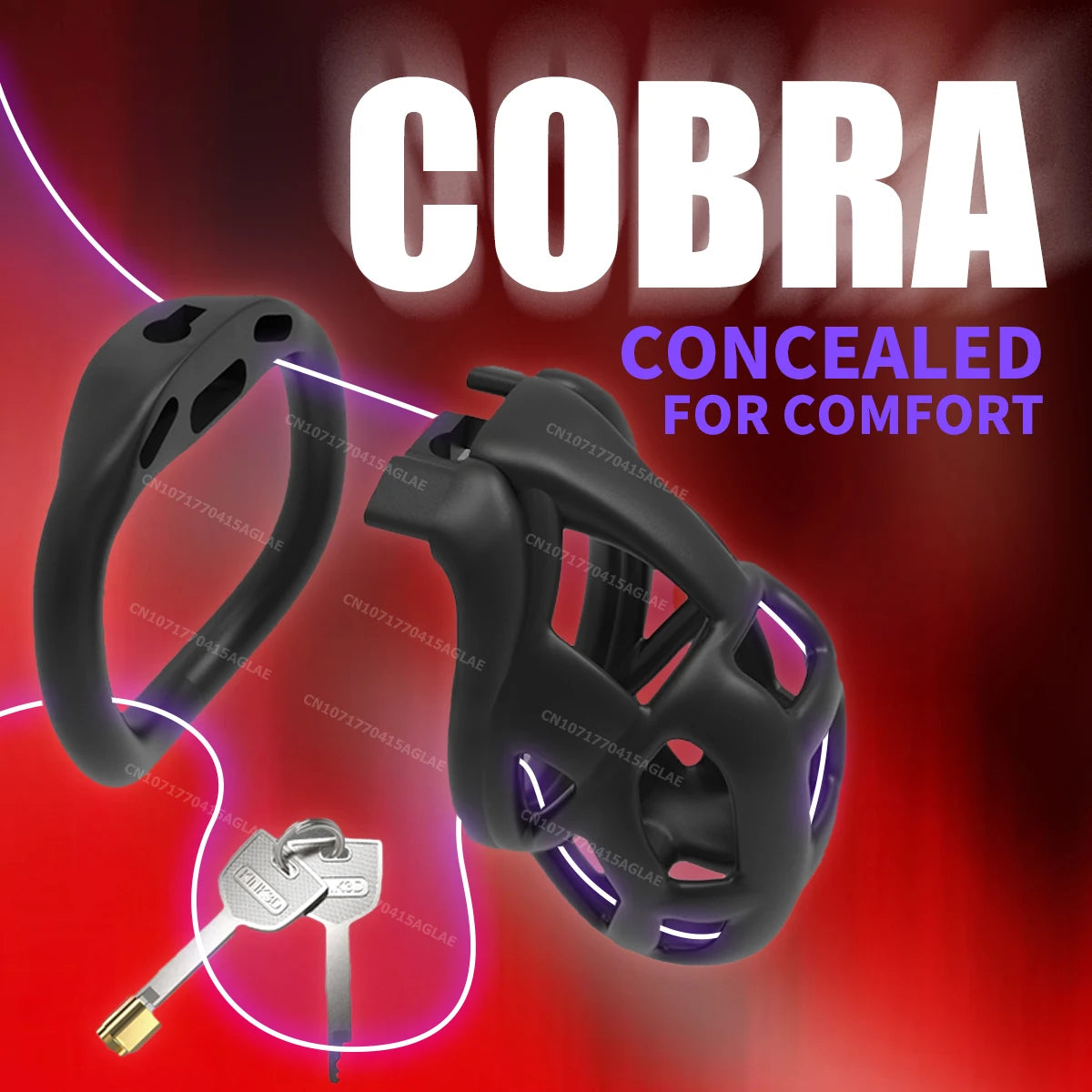 HESEKS Chastity Lock Cock Cage 3D Invisible Lock with 4 Arc Ring Testicle Chastity Belt BDSM Toy Hentai Bondage Fetish SexToys