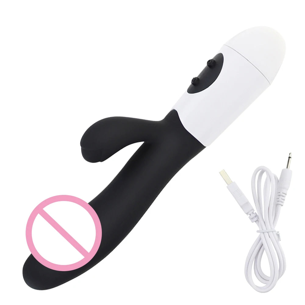 Rabbit Dildo Vibrator Dual Vibration Women's G-Spot Vaginal Clitoral Stimulation Massager for Adult Female Masturbation Sex Toy
