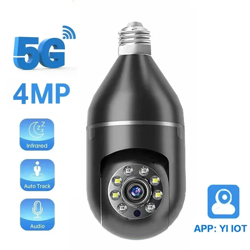 YI IOT 5G 2.4G Dual Band 4MP Full Color Night Vision E27 Bulb Wifi Camera Two Way Audio Auto Tracking Smart Home Security Camera