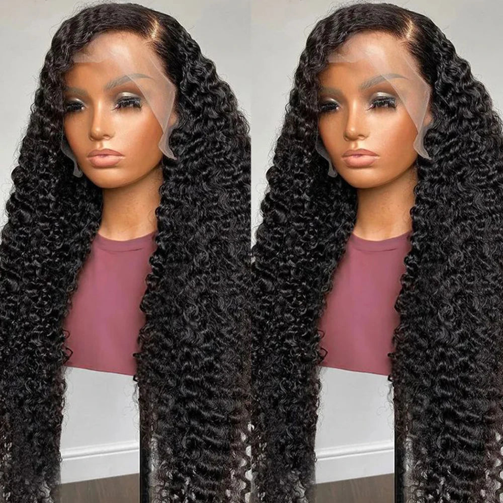 Kinky Curly Wig Human Hair Lace Front Wig Curly 4C Edges Wigs Pre Plucked 13x6 Lace Frontal Human Hair Wigs for Black Women