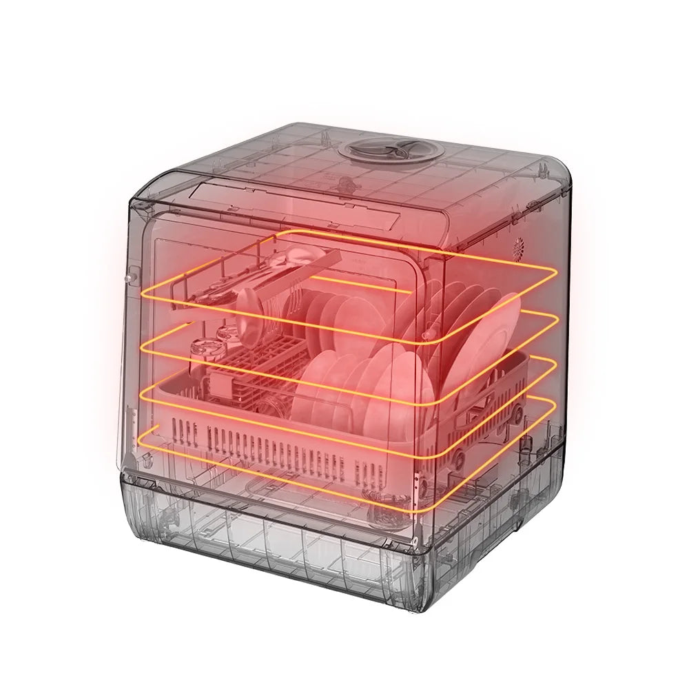 BlitzHome BH-CDW1 Smart Portable Countertop Dishwasher with APP Control 4-6 Sets Big Capacity Dual Water Inlet Modes Washers