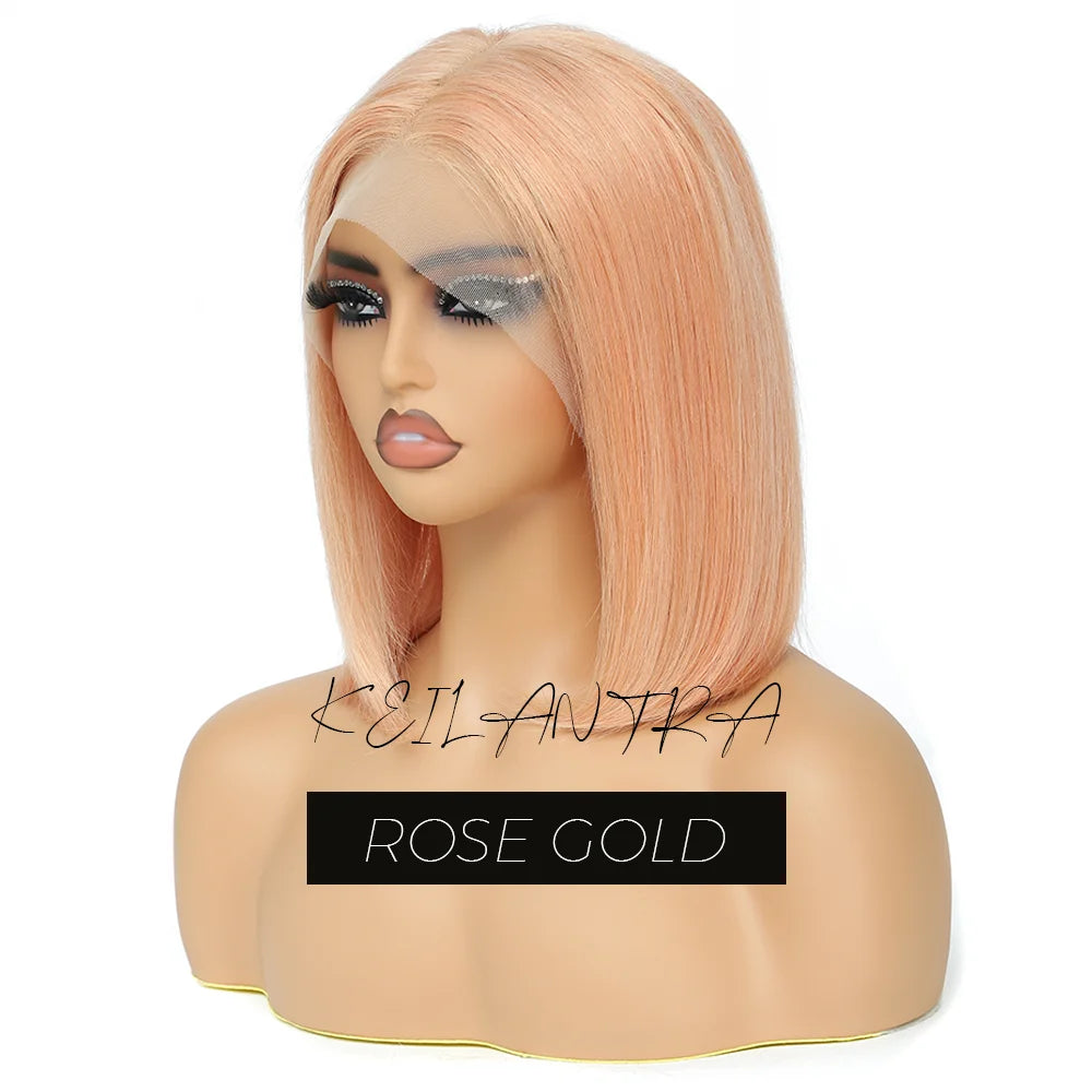 Lime Green Bob Lace Front Wigs Human Hair Wigs Green Wig Short Bob Wigs Straight 13X4 Colored Lace Frontal Wigs Rose Neon