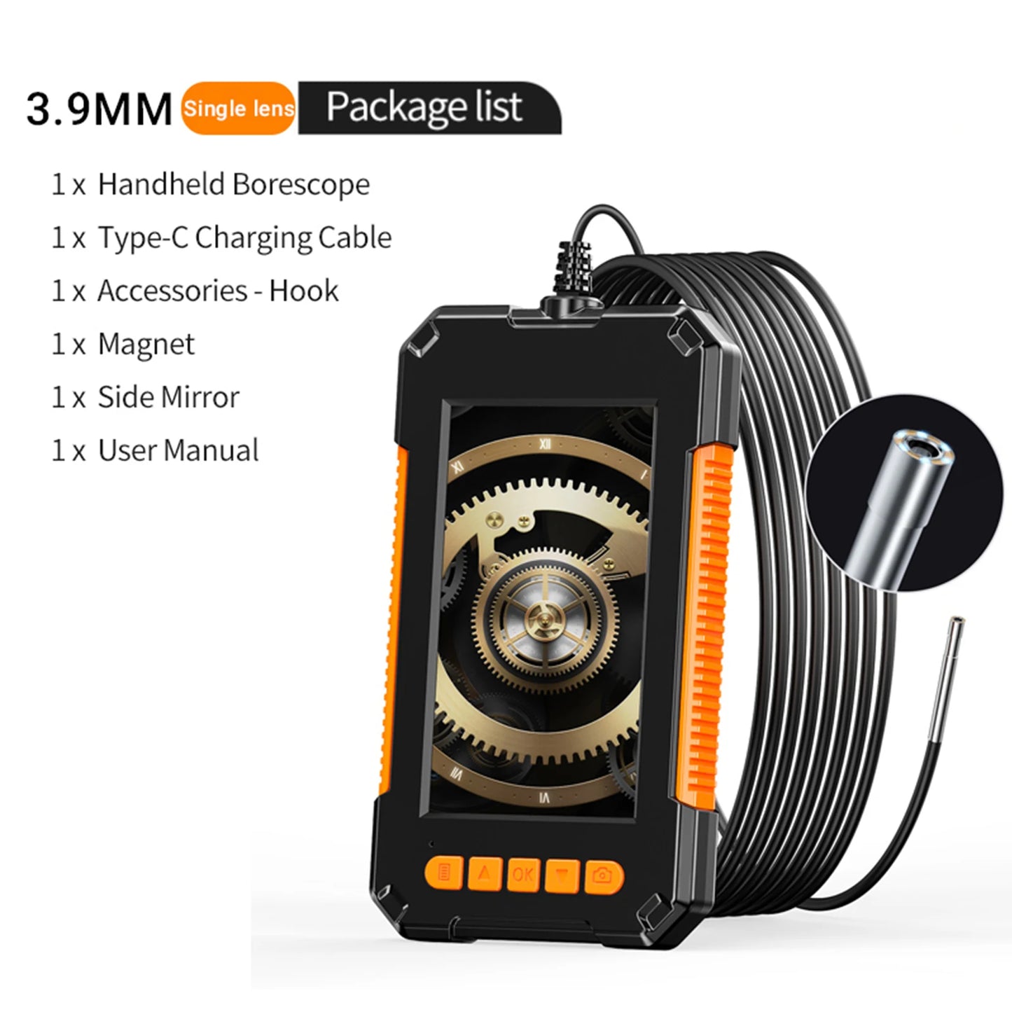 P40 Single Dual Lens Industrial Endoscope 4.3 "IPS 1080P Pipe Inspection Camera for Car Repair Support Photo Snap Video Record