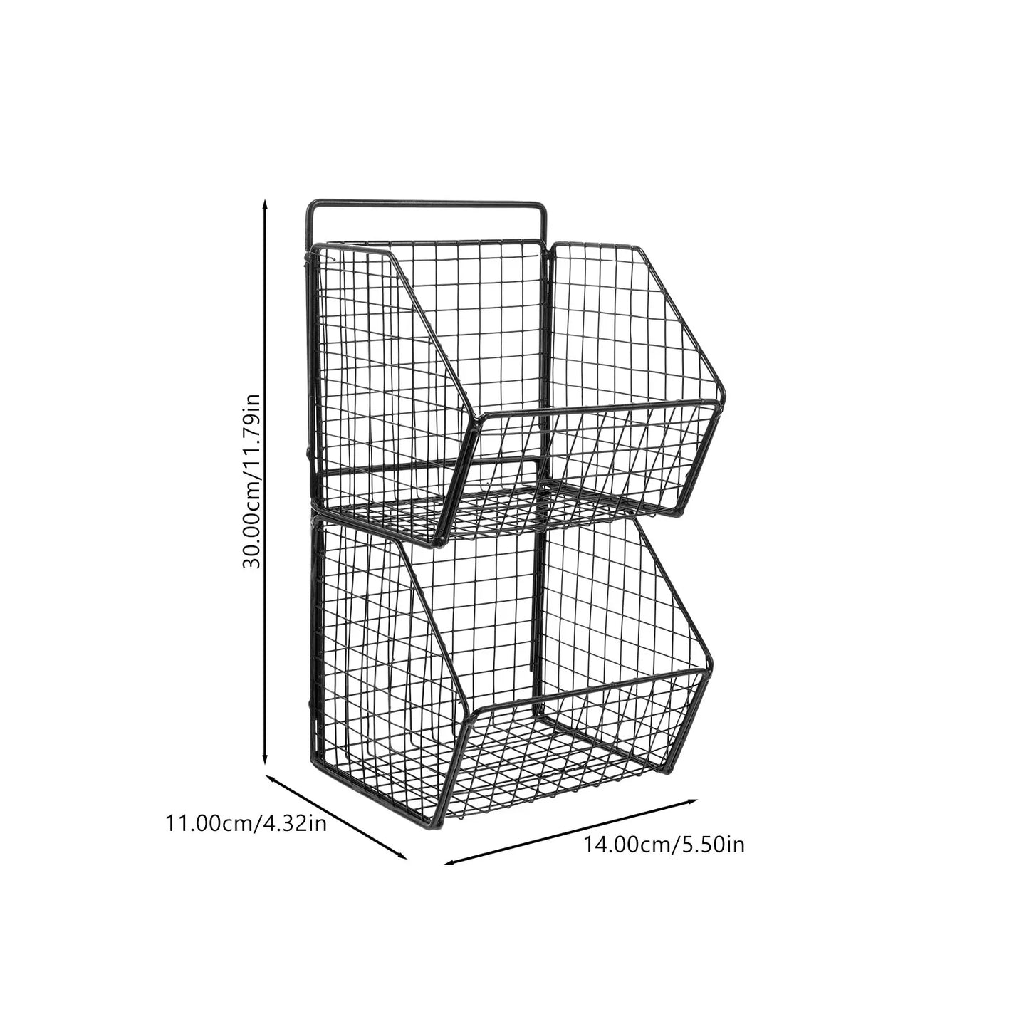 Wall Mounted Double Layer Kitchen Storage Metal Carbon Steel Vegetable ganizer Baskets For Mount Storage Holders Racks Wall
