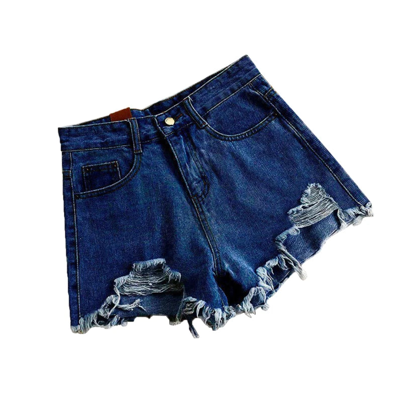 A-line Denim Hot Pants Women High Waist Solid Summer Wide Leg Short Jeans Female Street Outfit Clothes Casual Basic Pant