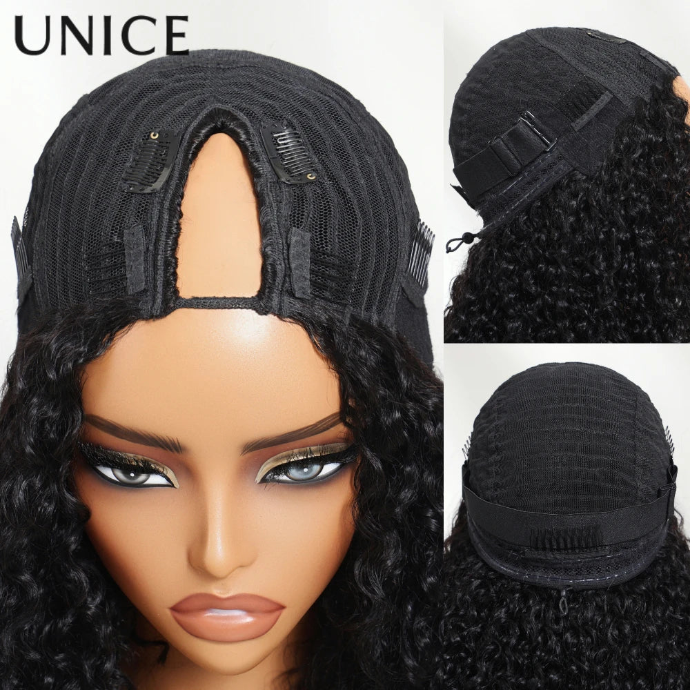 UNice Hair Upgraded Body Wave V Part Wig With Elastic Drawstring 100% Human Hair Upart Wig Minimal Leave Out