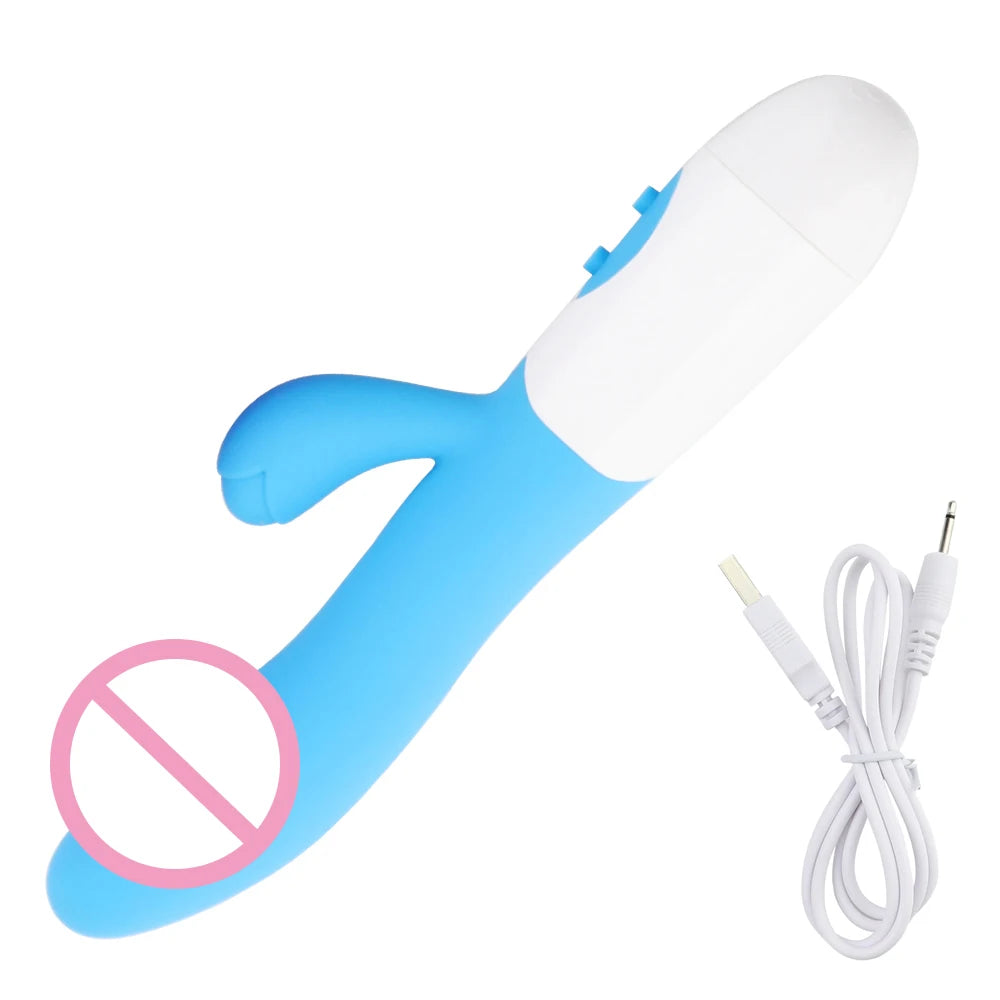 Rabbit Dildo Vibrator Dual Vibration Women's G-Spot Vaginal Clitoral Stimulation Massager for Adult Female Masturbation Sex Toy