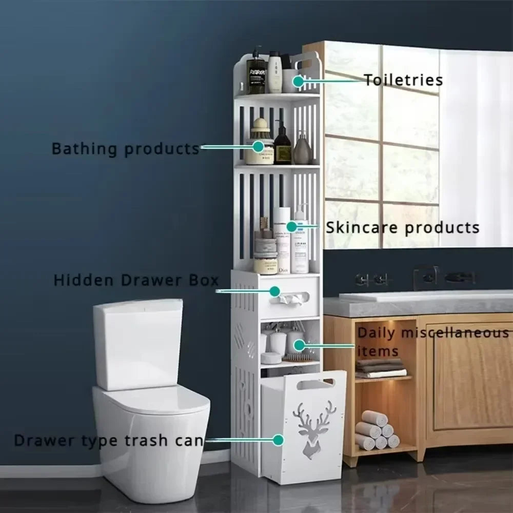 Bathroom Storage Cabinet Large Capacity Narrow Seam Storage Rack Waterproof Storage Rack Bathroom Floor Standing Storage Rack