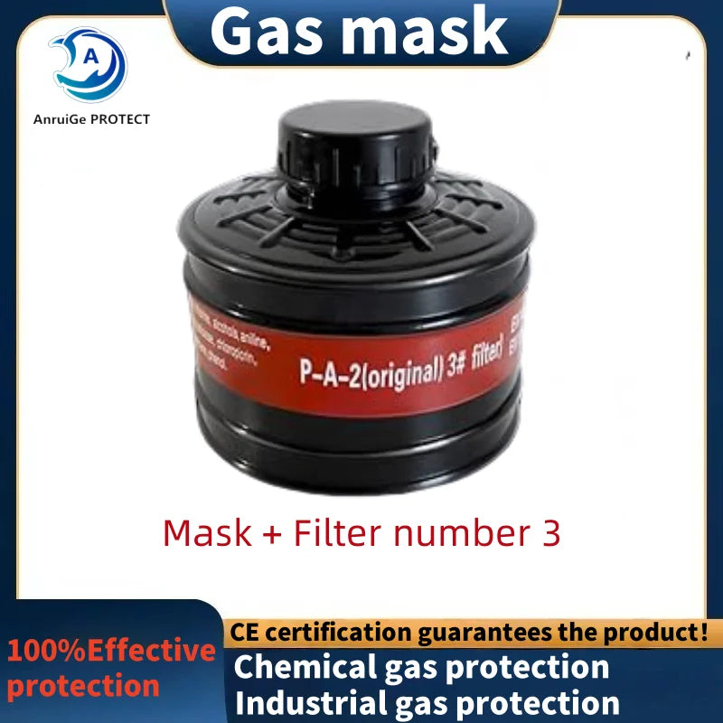 MF14 Full Gas Mask Reusable respirator -hypoallergenic plastic, self-priming filterzipper closure for industrial and scientific