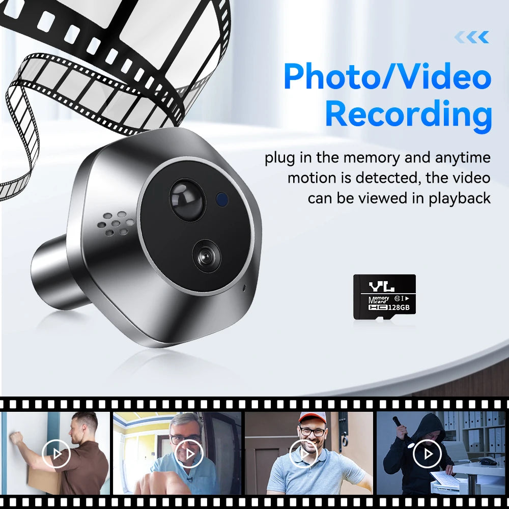 Wifi Smart Video Peephole Mini Camera Two Way Talk Audio Doorbell Tuya PIR Motion Detection APP Remote View