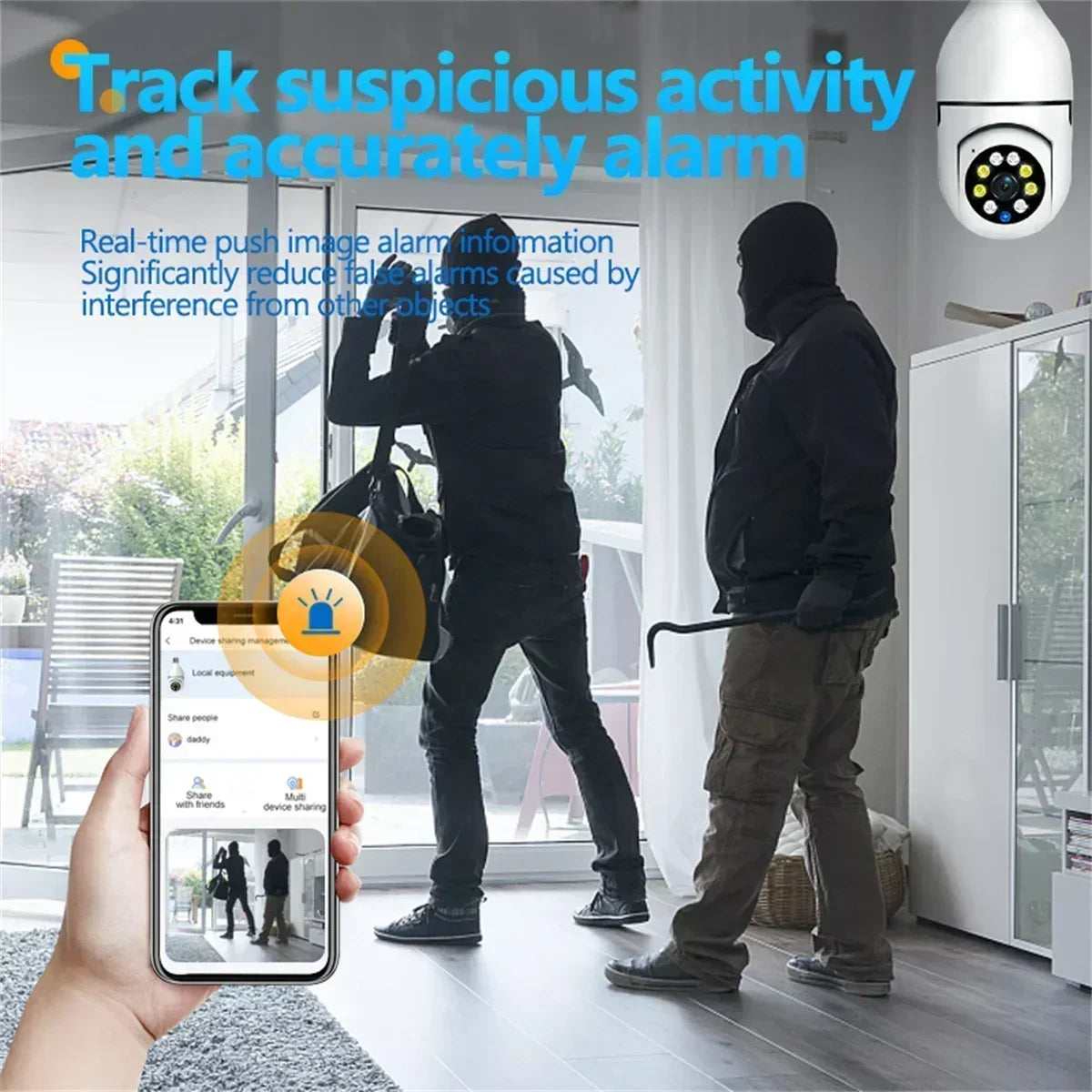 E27 Bulb 8MP Wireless Wifi Surveillance Camera Full Color Video Night Vision HD Automatic Human Tracking CCTV Security IP Camera