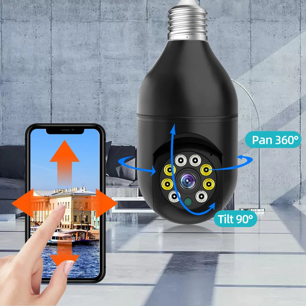 YI IOT 5G 2.4G Dual Band 4MP Full Color Night Vision E27 Bulb Wifi Camera Two Way Audio Auto Tracking Smart Home Security Camera