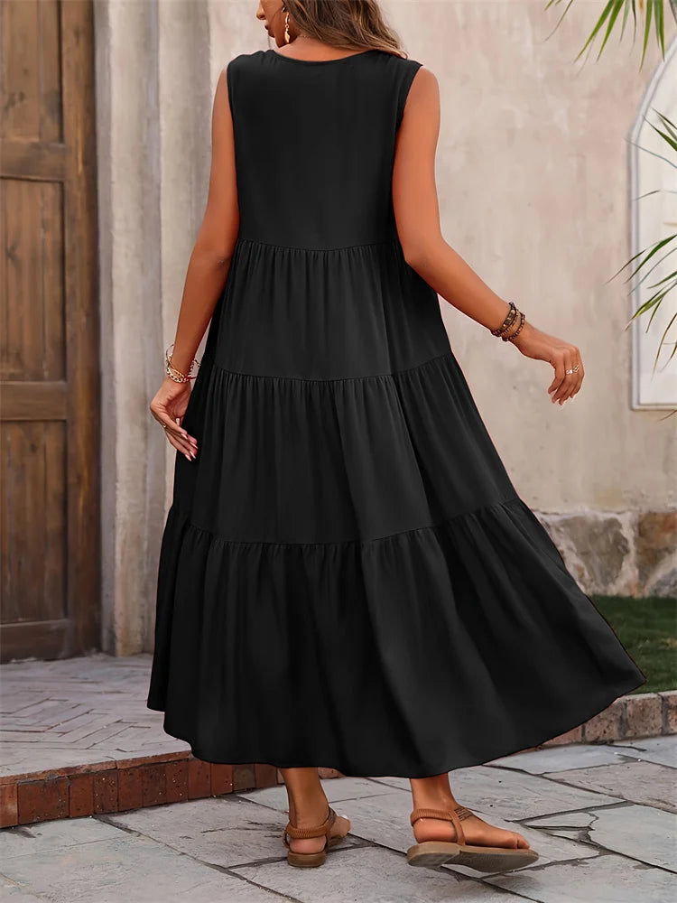 Women Dress Summer Casual Brand Dresses Elegant Yellow Black Dress Femme