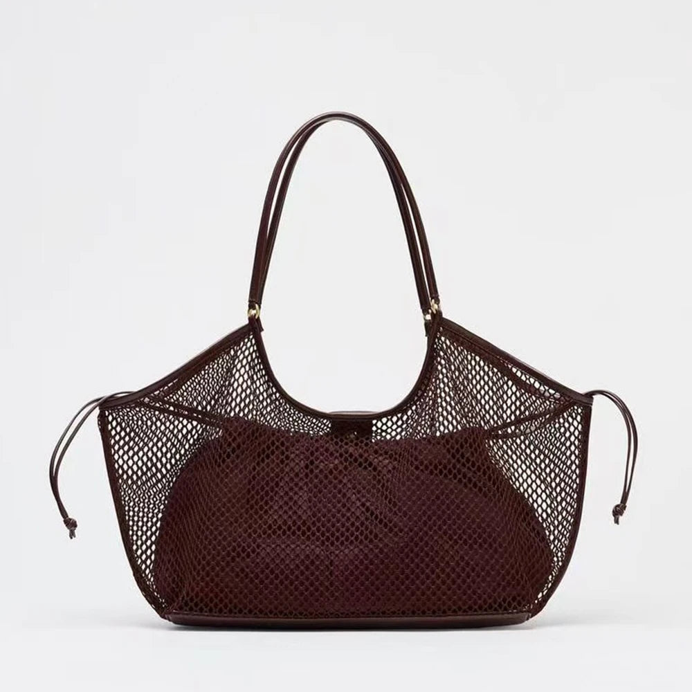 Hollow Mesh Wing Tote Bag Luxury Designer Shoulder Bags for Women Large Capacity Fishing Net Handbag Top Handle Shopper Purses