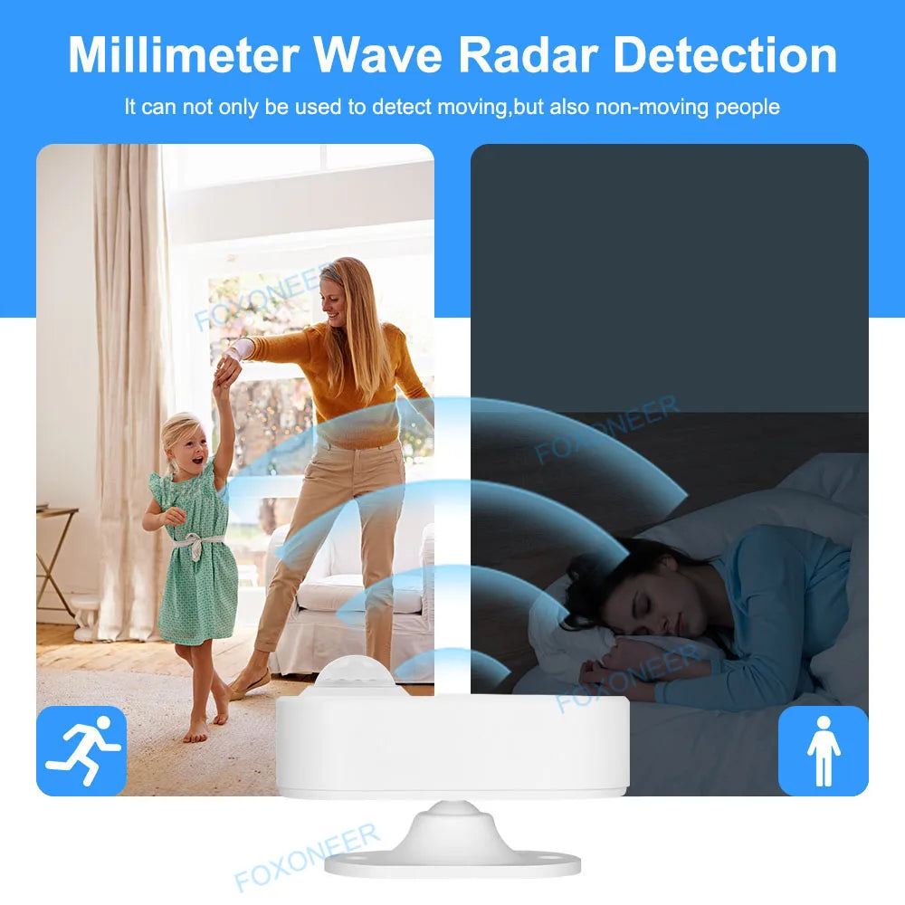Zigbee Human Presence+ PIR Motion Detection Sensor Luminance Detector Battery operated Support Zigbee2mqtt Home Assistant