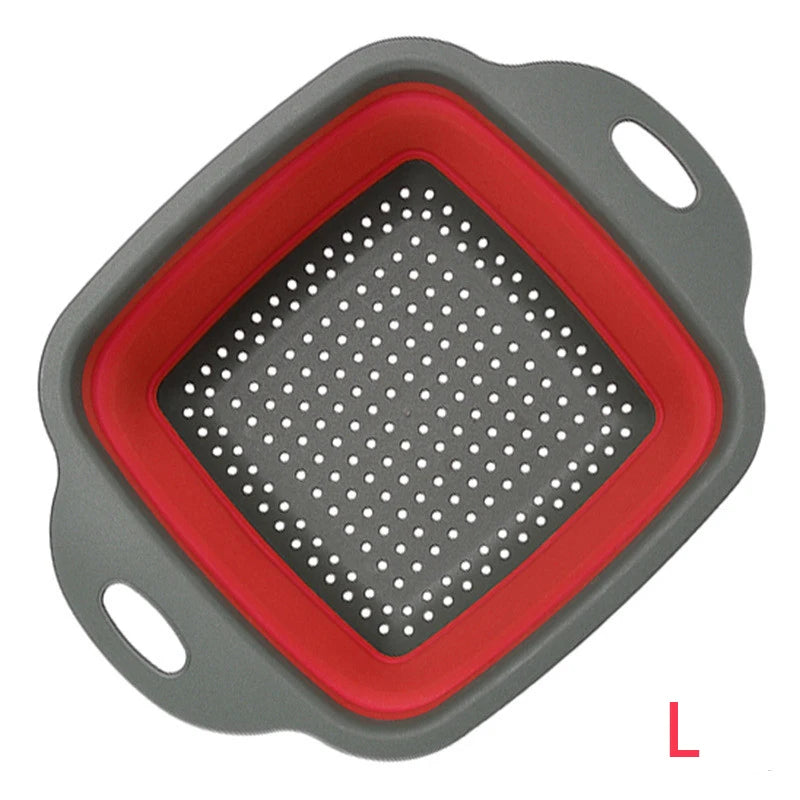 LMETJMA Square Collapsible Colander Silicone Kitchen Foldable Colander  Food Vegetable Fruit Strainers Drainer JT39